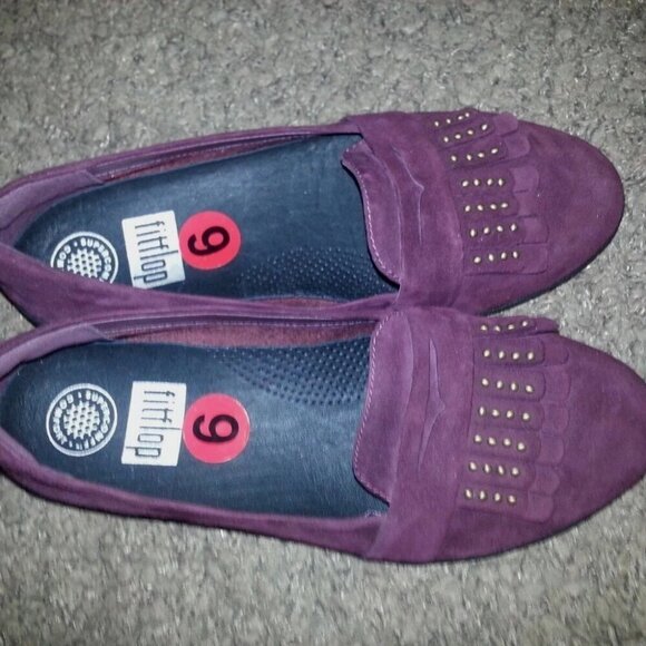 FITFLOP-Deep Plum Studded Fringey Sneakerloafer-Size 6-NWOB - Picture 6 of 6